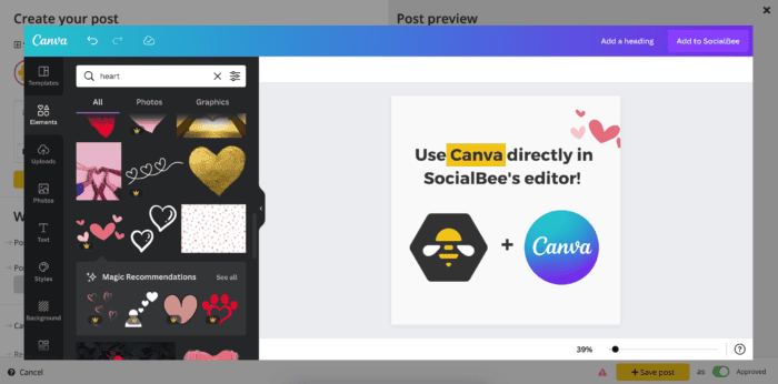 SocialBee Social Media Scheduling Tool Canva Integration Software